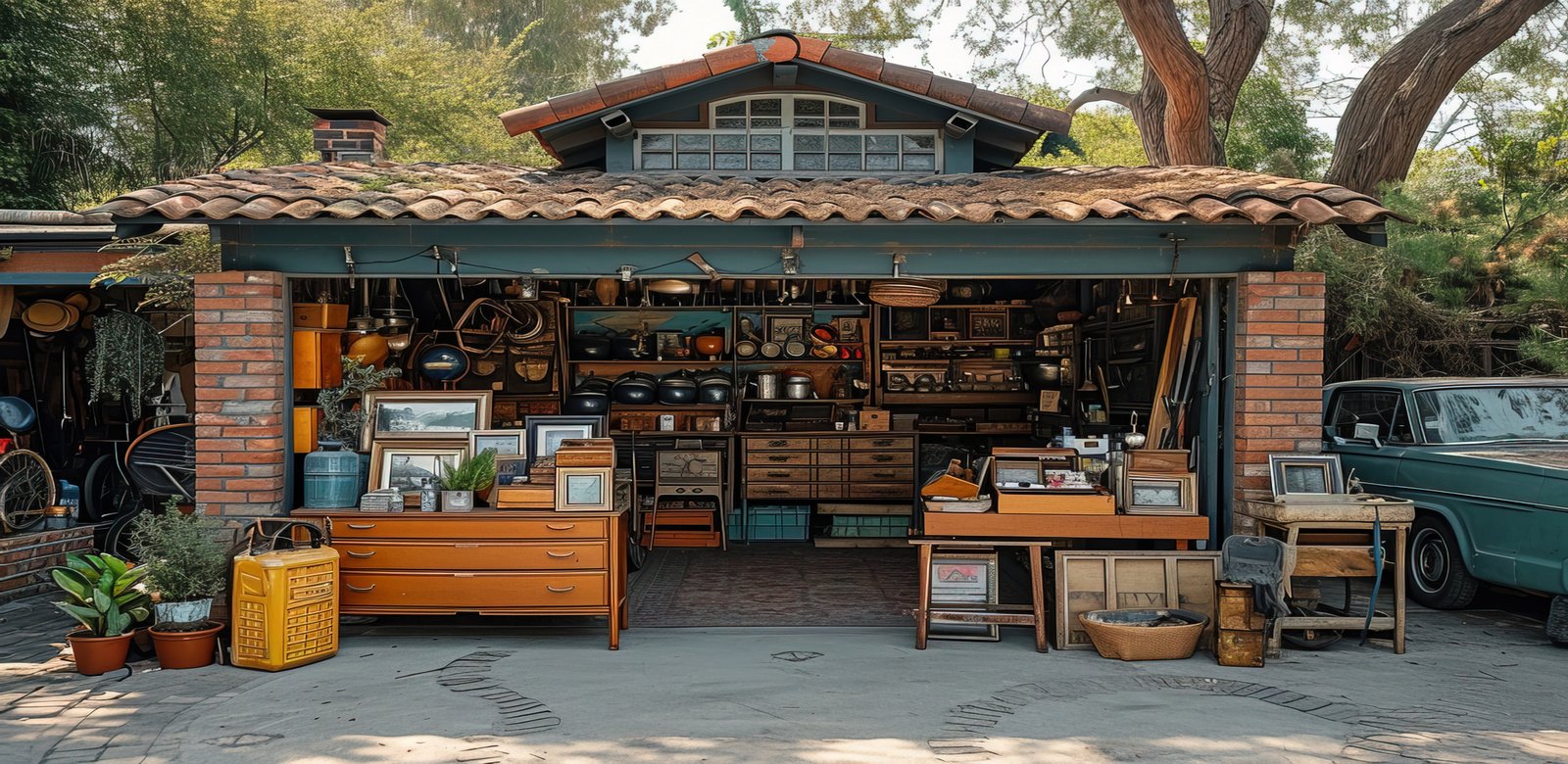 garage sale, yard sale. Photo realistic --ar 3:2 --stylize 400 --v 6 Job ID: 805041eb-f56f-4cb5-a50c-0641756be62a